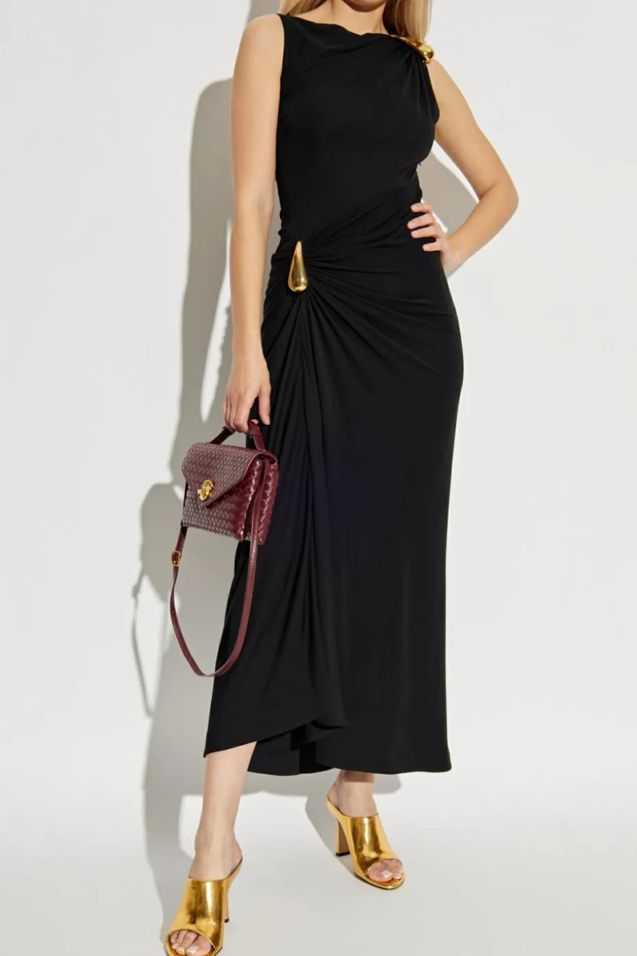 Bottega Veneta BLACK Fitted dress with appliqués