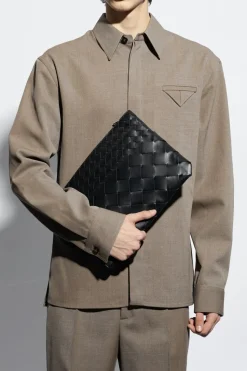 Bottega Veneta BLACK ‘Half Zip Pouch’ handbag