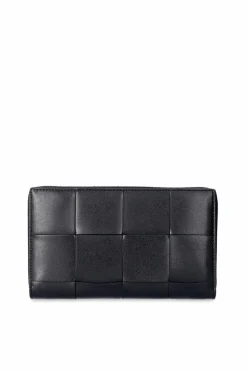 Bottega Veneta BLACK ‘Intrecciato’ weave wallet
