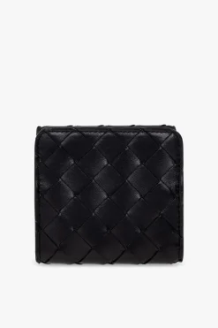 Bottega Veneta BLACK Leather wallet with āIntrecciatoā weave