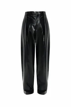 Bottega Veneta BLACK Leather trousers with pleats