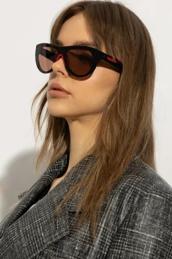 Bottega Veneta BLACK ‘Mitre Square’ sunglasses