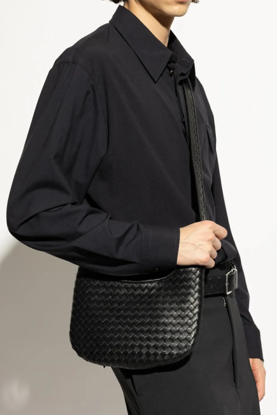 Bottega Veneta BLACK `Veneto Small` shoulder bag