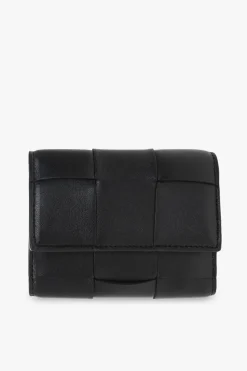 Bottega Veneta BLACK Wallet with ‘Intrecciato’ weave