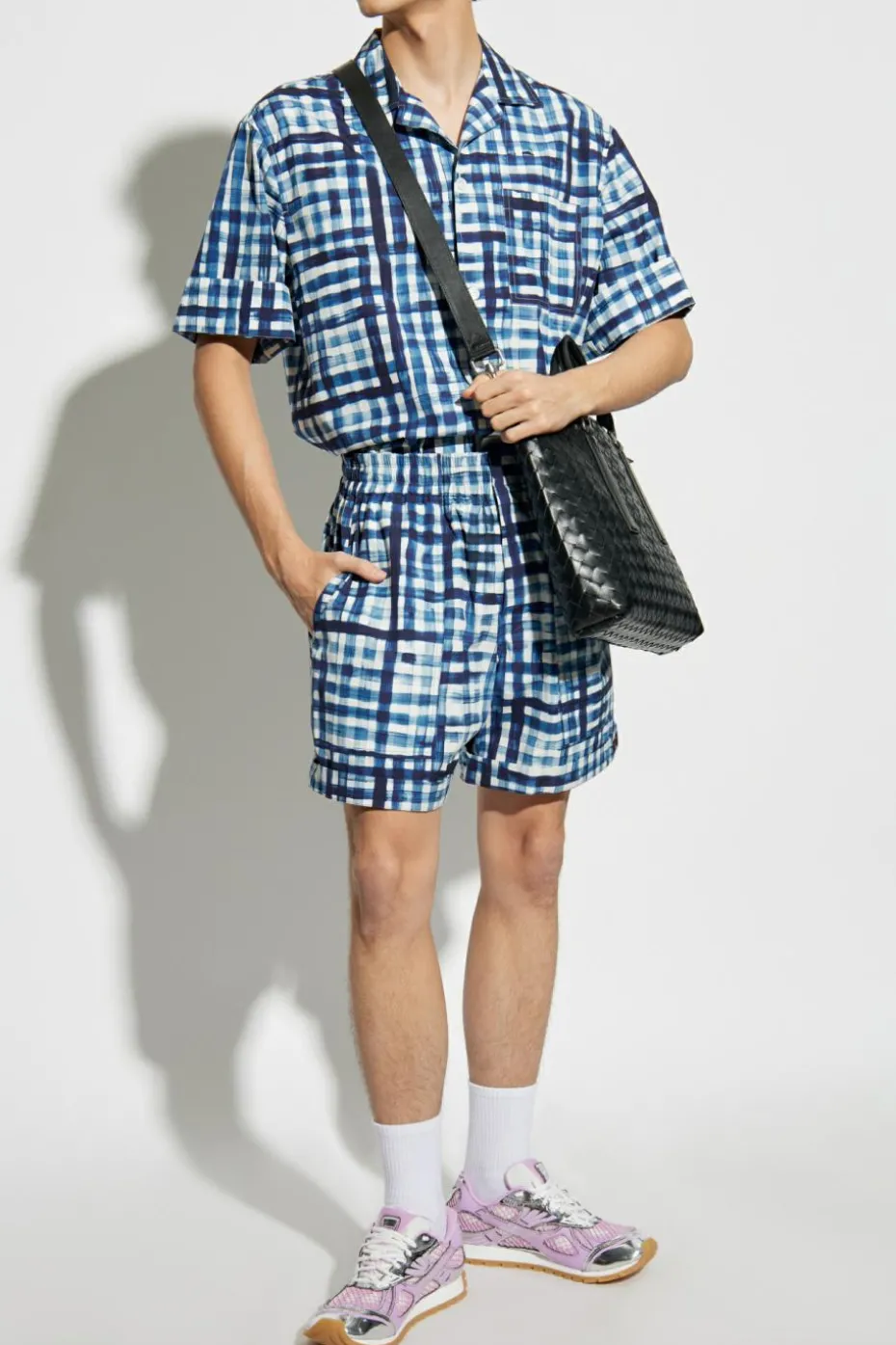 Bottega Veneta BLUE Checkered pattern shirt