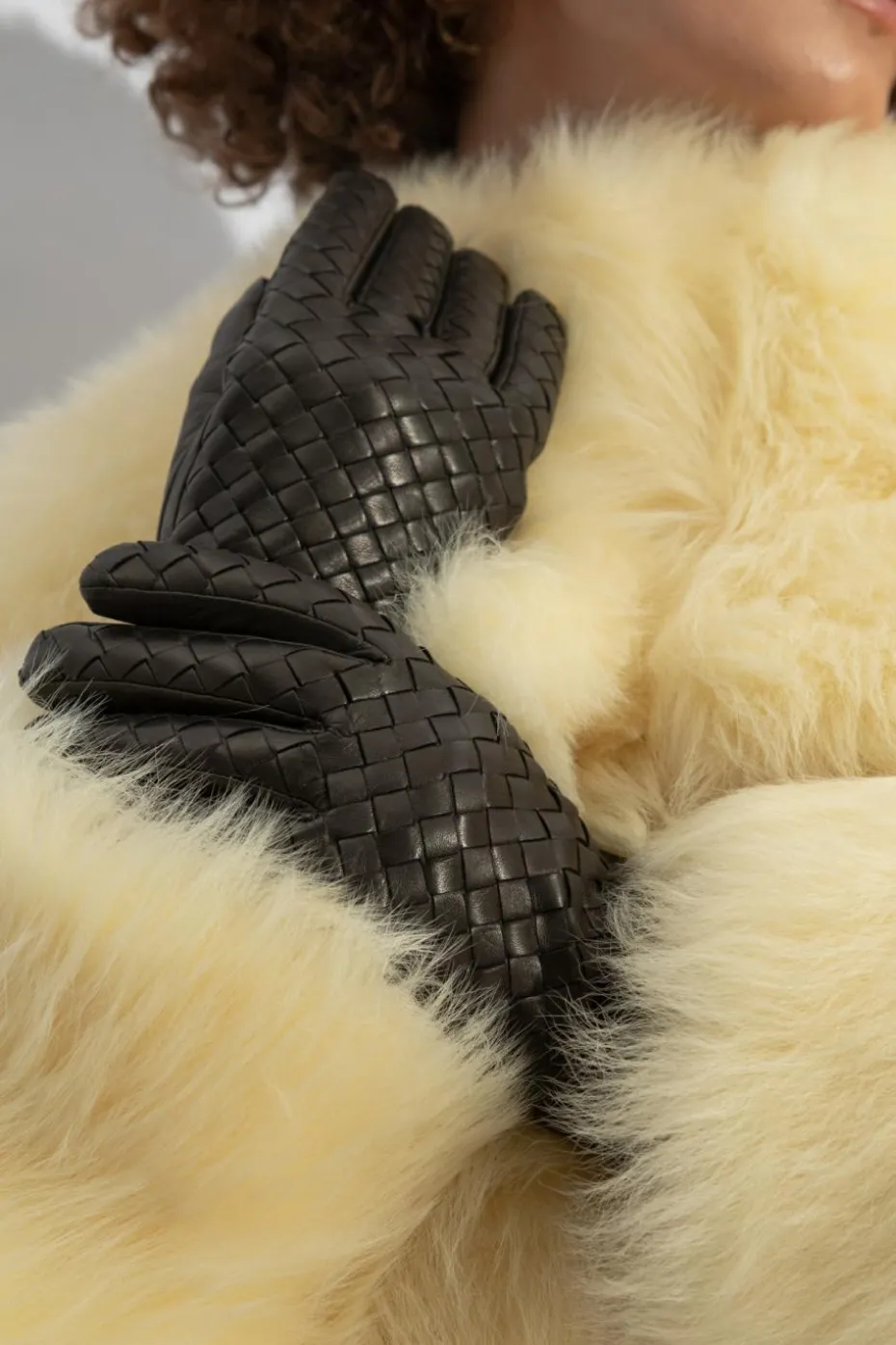 Bottega Veneta BROWN Leather gloves by Bottega Veneta