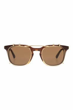 Bottega Veneta BROWN Prescription glasses with sun clip-ons