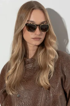 Bottega Veneta BROWN Prescription glasses with sun clip-ons