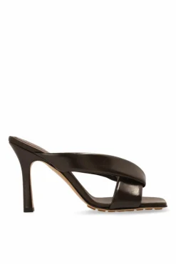 Bottega Veneta BROWN "Riva" leather heeled mules