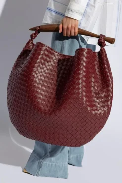 Bottega Veneta BURGUNDY ‘Sardine Maxi’ Shopper Bag