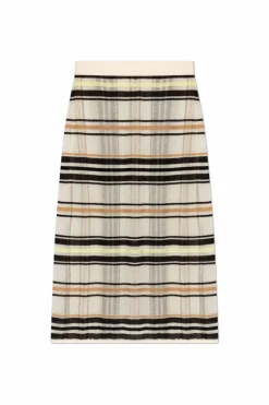 Bottega Veneta cream Striped pattern skirt