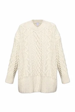 Bottega Veneta cream Wool sweater with decorative knit pattern