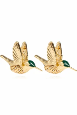 Bottega Veneta GOLD Earrings with hummingbird motif