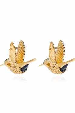 Bottega Veneta GOLD Earrings with hummingbird motif