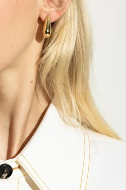 Bottega Veneta GOLD Geometric earrings in the shape of a fin