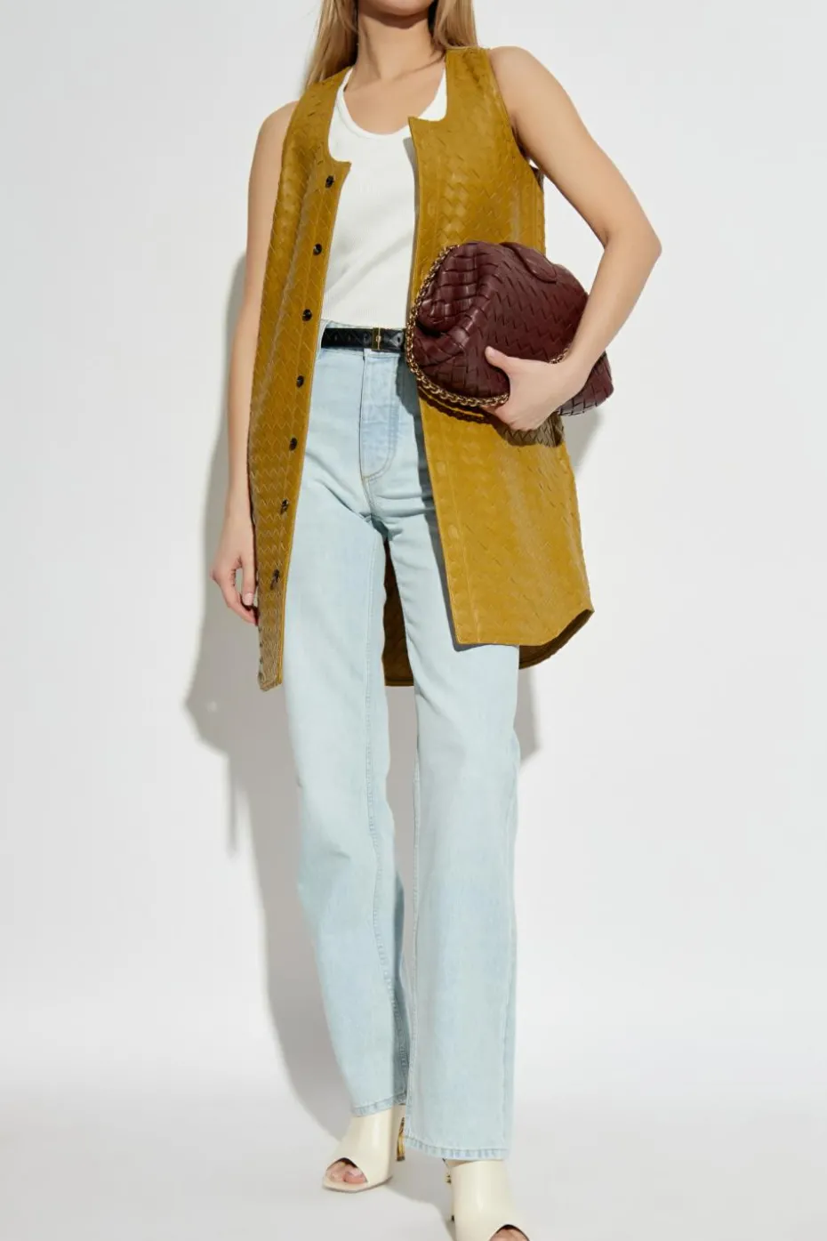 Bottega Veneta GREEN Sleeveless leather dress