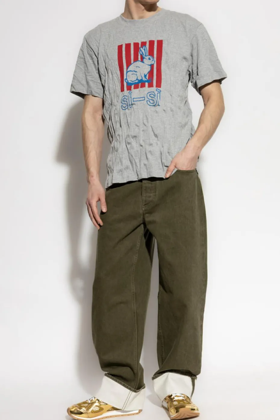 Bottega Veneta GREY T-shirt with crinkle effect