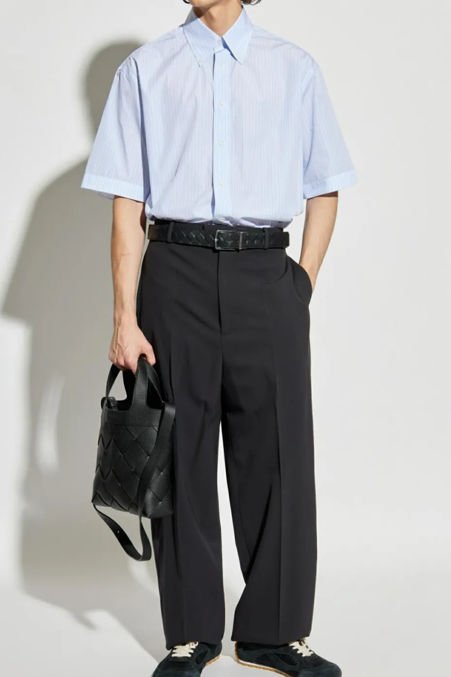 Bottega Veneta light blue Shirt with striped pattern