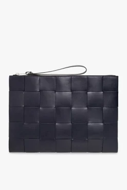 Bottega Veneta NAVY BLUE ‘Pouch Large’ leather handbag