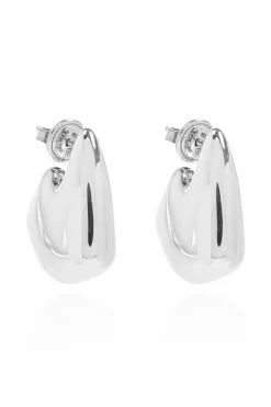 Bottega Veneta SILVER Geometric earrings in the shape of a fin