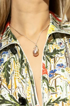 Bottega Veneta SILVER Silver necklace with pearl