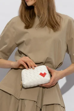 Bottega Veneta WHITE Wash bag with heart motif