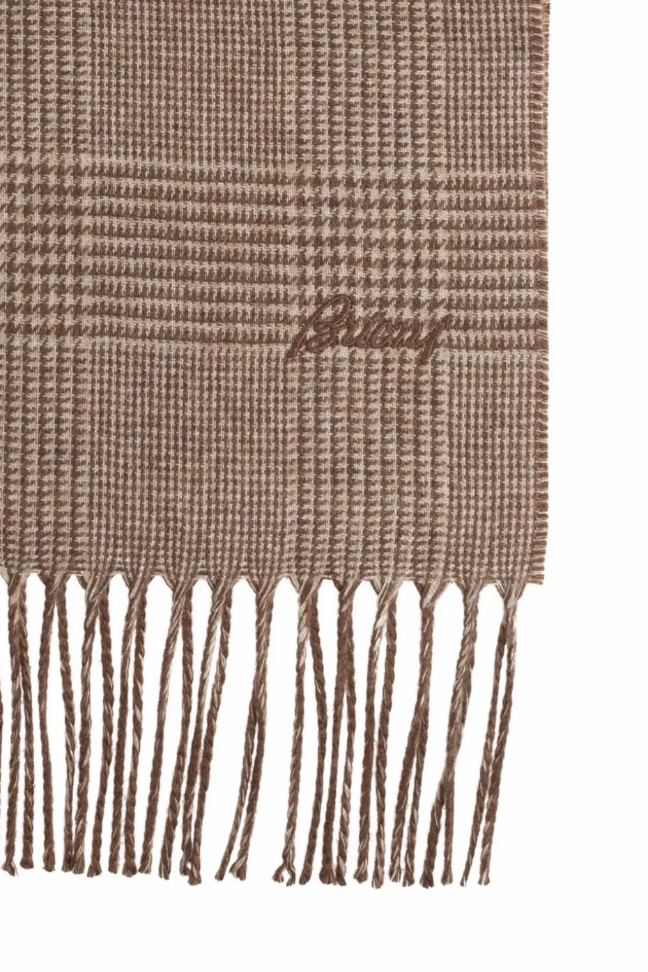 Brioni BROWN Checked scarf