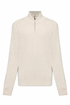 Brioni cream Sweater with stand-up collar