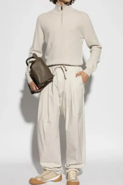 Brioni cream Sweater with stand-up collar