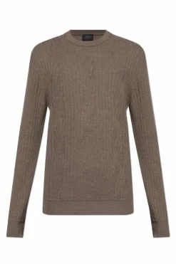 Brioni GREY Wool sweater with decorative knit