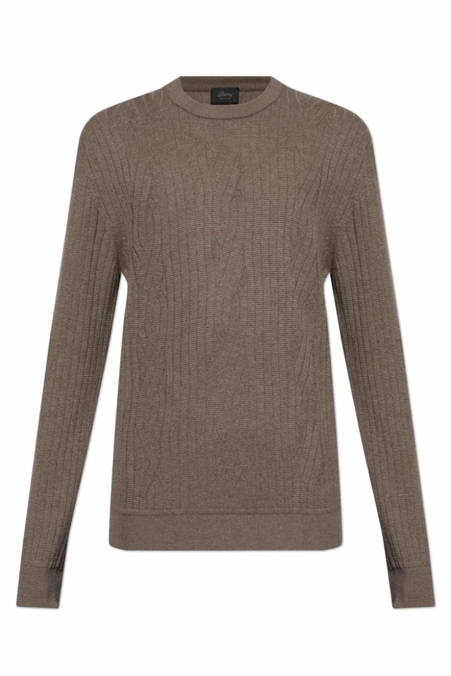 Brioni GREY Wool sweater with decorative knit