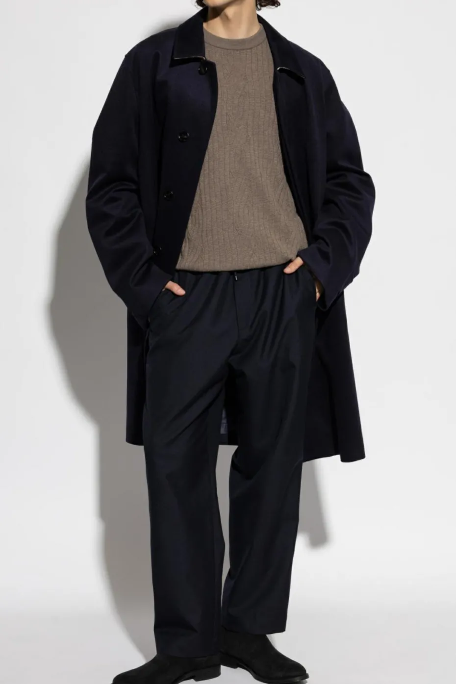 Brioni GREY Wool sweater with decorative knit