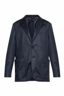 Brioni NAVY BLUE Blazer with check pattern