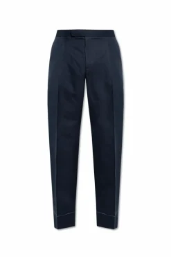Brioni NAVY BLUE Creased pants