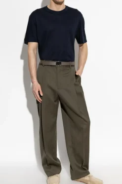 Brioni NAVY BLUE Silk t-shirt with round neckline