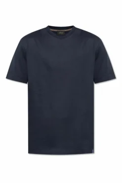Brioni NAVY BLUE T-shirt with patch