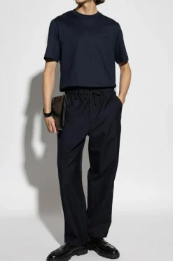 Brioni NAVY BLUE T-shirt with embroidered logo