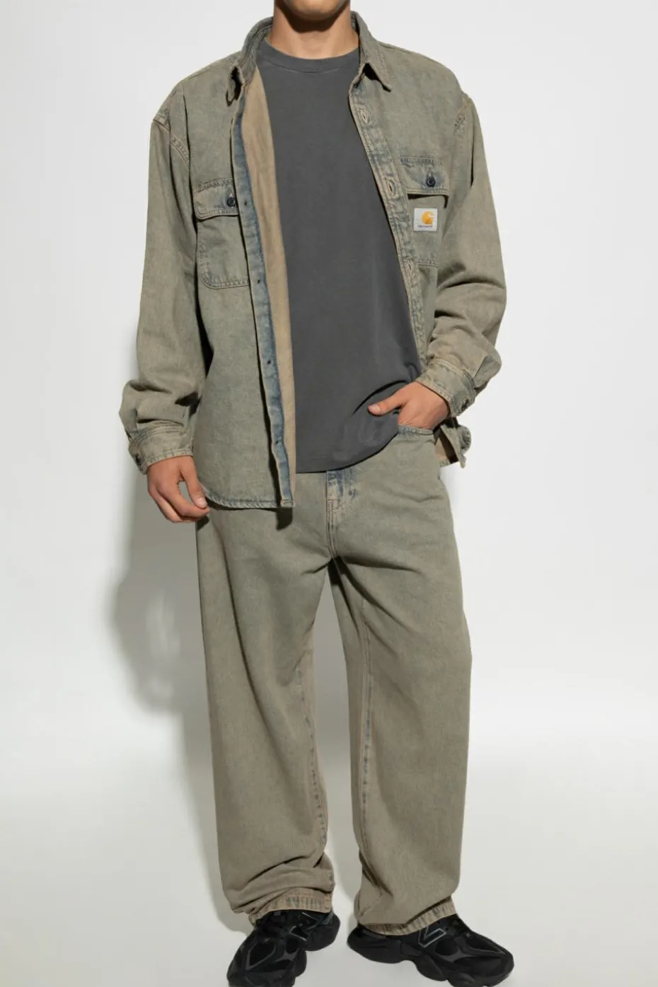 Carhartt WIP GREY Long-sleeve T-shirt "Terrestrial"