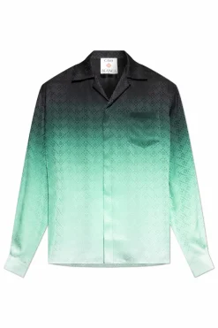 Casablanca GREEN Silk shirt with monogram