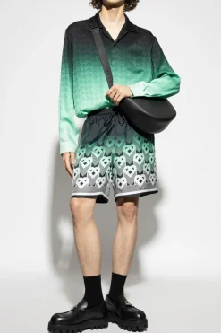 Casablanca GREEN Silk shirt with monogram
