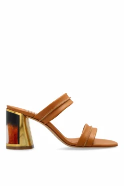 Casadei BROWN Leather heeled mules Big Horn