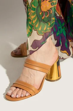 Casadei BROWN Leather heeled mules Big Horn