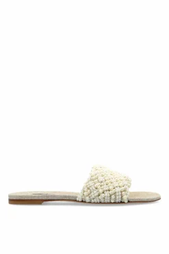 Casadei cream Slides with pearl embellishments
