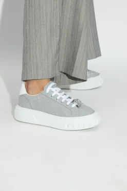 Casadei SILVER Sneakers with shimmering glitter