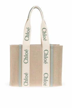 Chloé beige "Woody Medium" shopper bag
