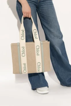 Chloé beige "Woody Medium" shopper bag