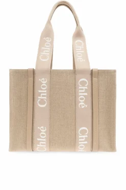 Chloé beige Woody Medium shopper bag