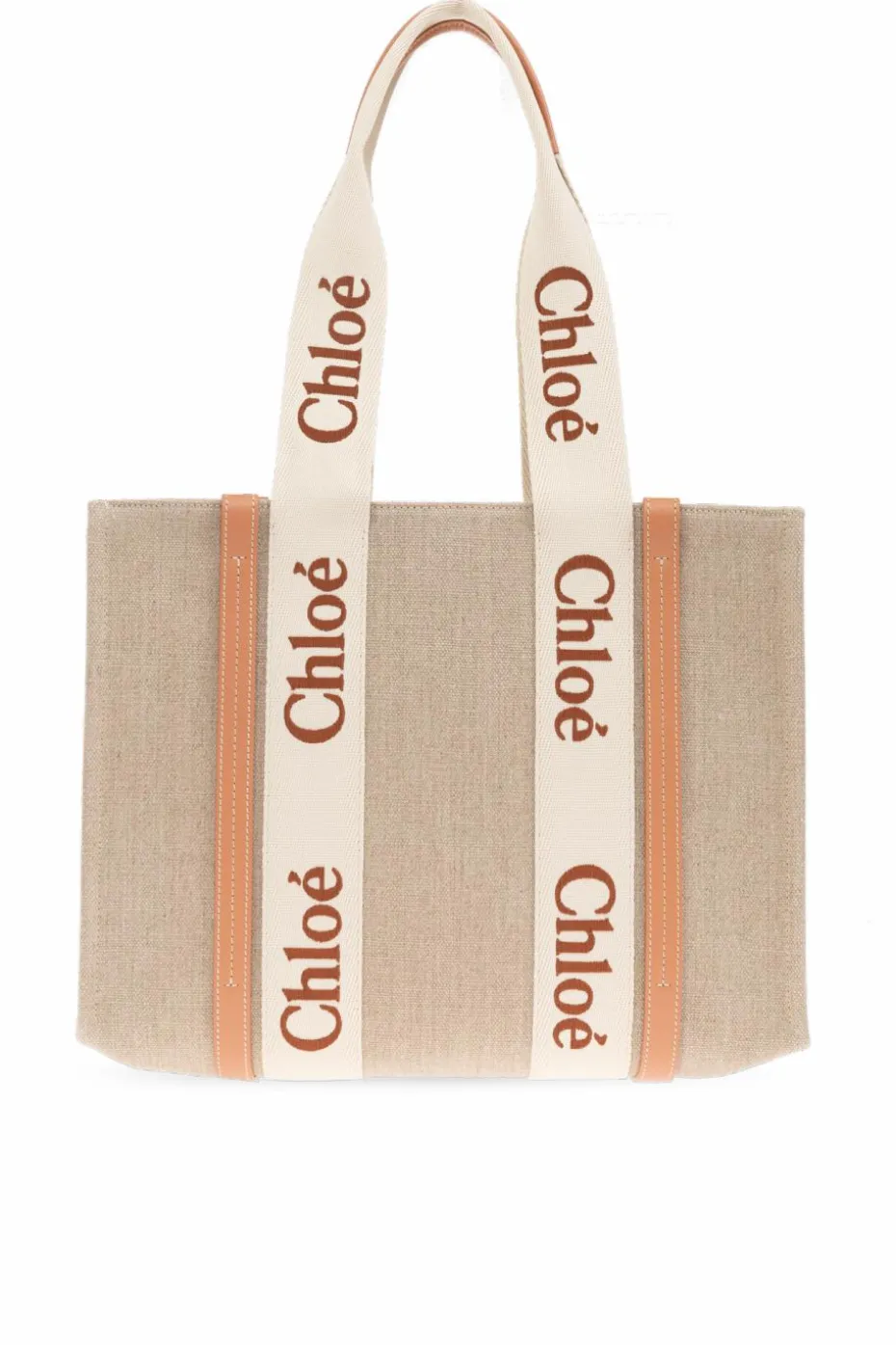 Chloé beige "Woody Medium" shopper bag