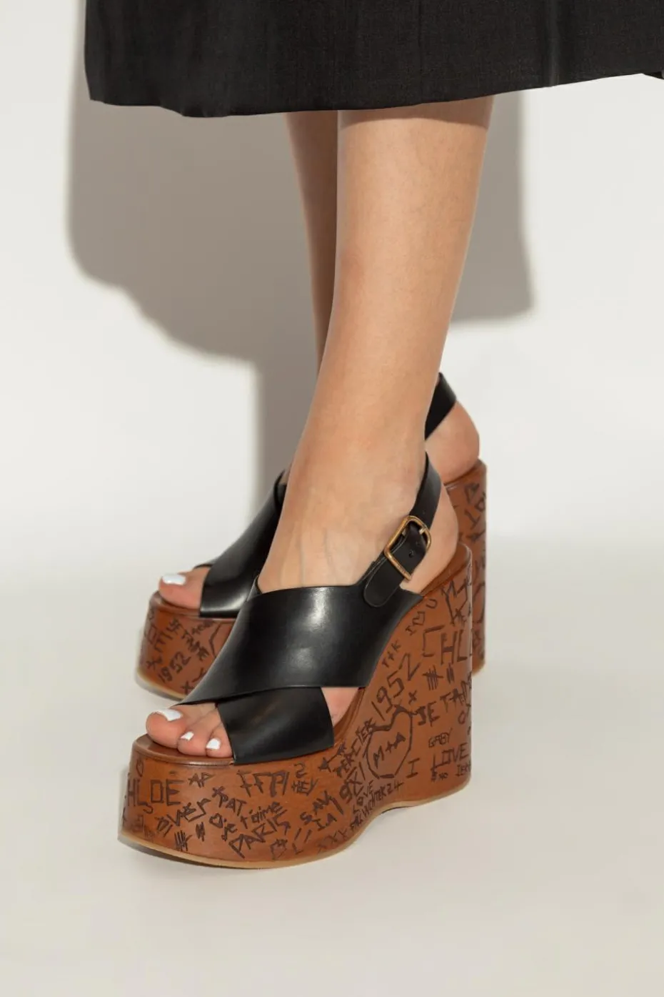 Chloé BLACK Wedge sandals Maxime