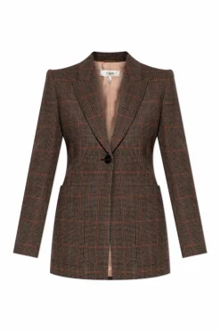 Chloé BROWN Checked pattern blazer